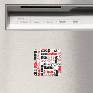 Svart och rött tackordmoln magnet