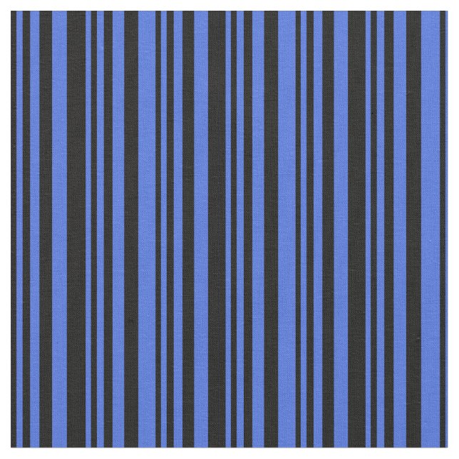 Svart och Royal Blue Lining Mönster Tyg (Närbild)