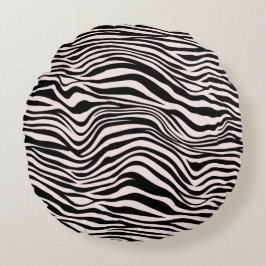 Svart och  Sand Zebra tryck Rund Kudde
