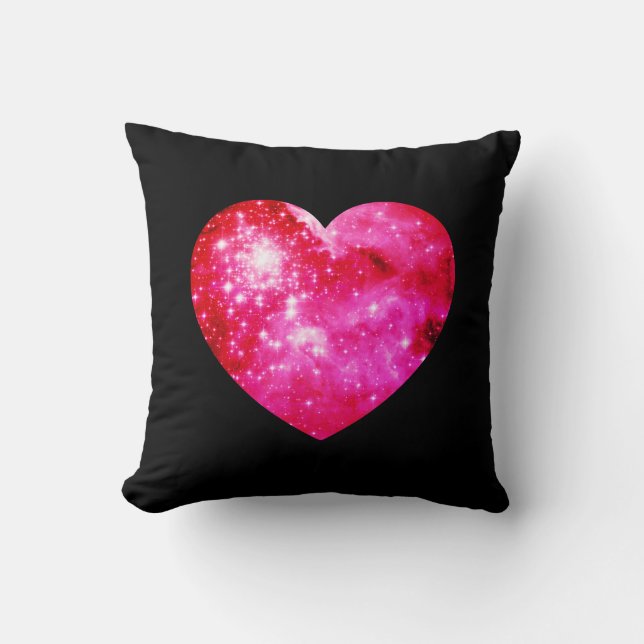 Svart och Shock rosa Celestial Heart Kudde (Framsida)
