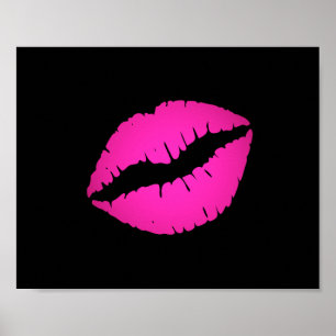 Svart och Shock rosa Lipstick Kiss Poster