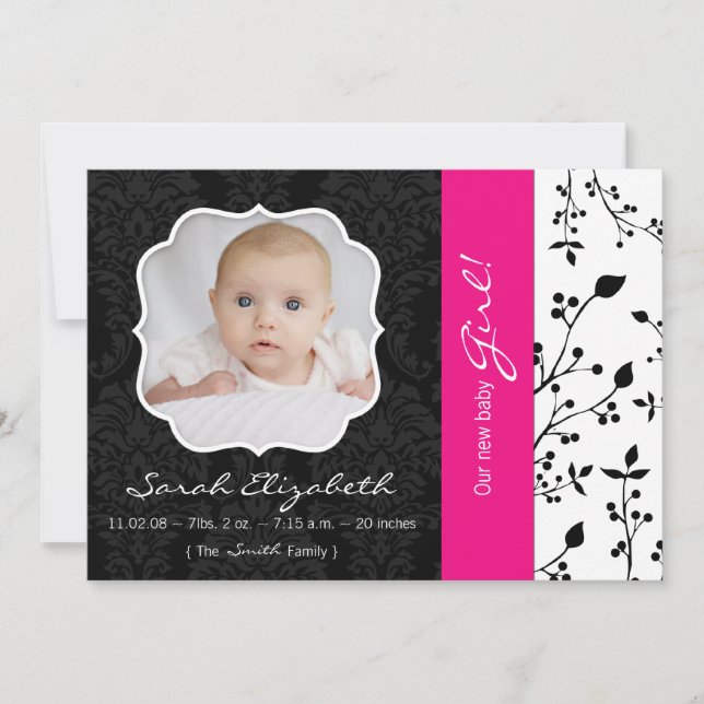 Svart och Shock rosa-meddelande Meddelande (Framsida)