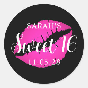 Svart och Shock rosa Ombre Lipstick Sweet 16 Runt Klistermärke