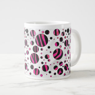 Svart och Shock rosa Piloka Dot Zebra Jumbo Mugg