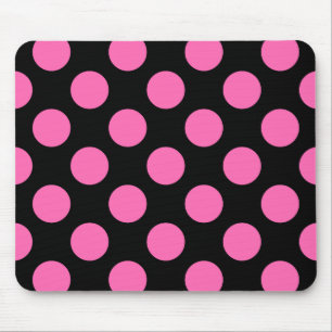 Svart och Shock rosa Polka dots Musmatta