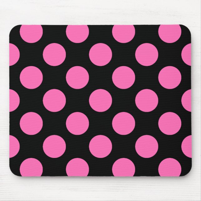 Svart och Shock rosa Polka dots Musmatta (Framsidan)