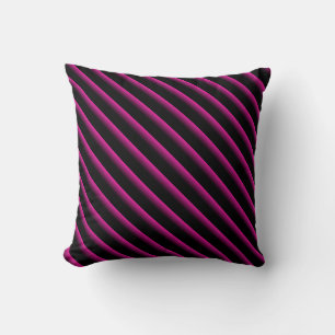 Svart och Shock rosa Rand med blandad diagonal Kudde