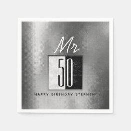 Svart och silver 50-årsdag  pappersservett