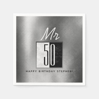 Svart och silver 50-årsdag  pappersservett