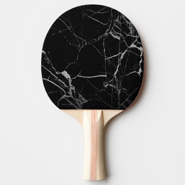 Svart och silver ådrad marmor pingisracket (Framsidan)