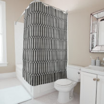Svart och Silver Art Deco Shower Curtain