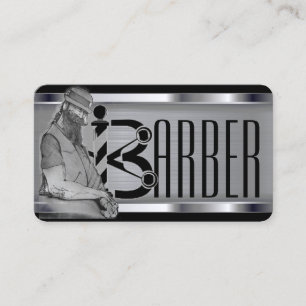 Svart och silver barber logotyp affärskort visitkort
