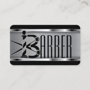 Svart och silver-barber logotyp visitkort