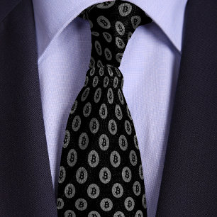 Svart och Silver Bitcoin Crypto Coin Mönster Slips