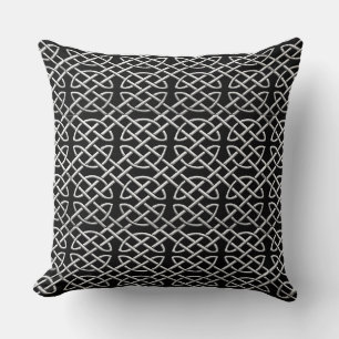 Svart och Silver Celtic Knot Mönster Dekorativ kud Kudde