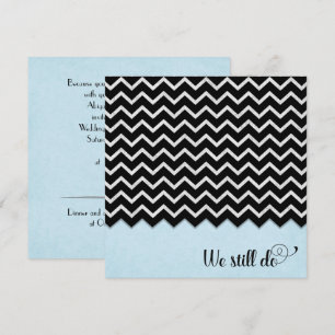 Svart och silver-chevron-design på blått inbjudningar