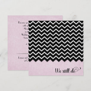 Svart och silver-chevron-design på rosa  inbjudningar