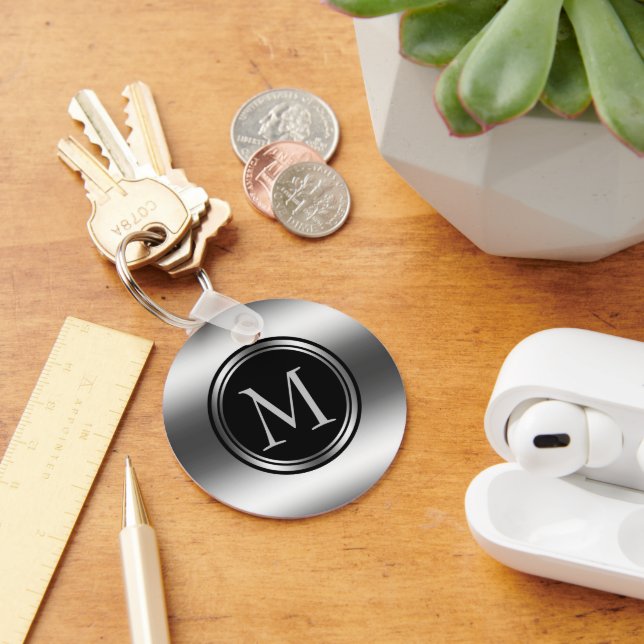 Svart och Silver-cirklar Nyckelring (Skrivbord)