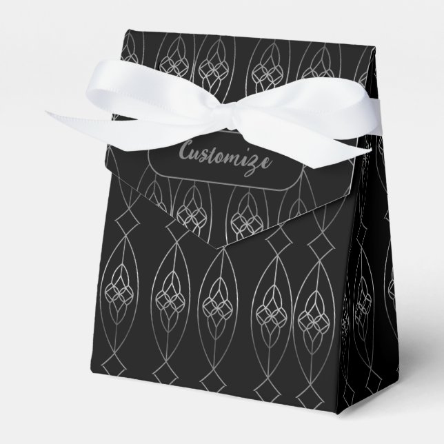 Svart och silver Deco-tält   Presentaskar (Framsidan Sidan)
