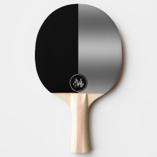 Svart och silver delad skärm-geometrisk design pingisracket
