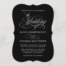 Svart och silver elegant kalligrafi bröllop