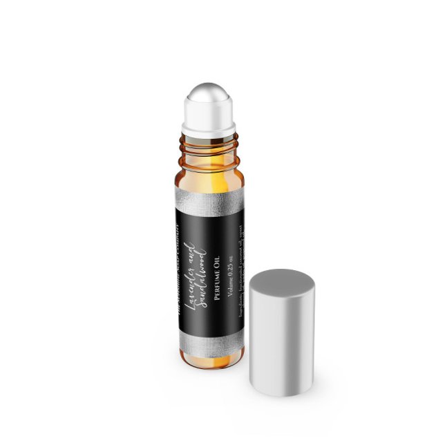 Svart och Silver Foil Parfym Roller Flaska Vattenflaskor Etikett (Skapare uppladdad)