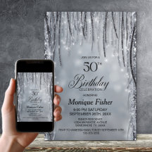 Svart och silver glitter 50-årsfest