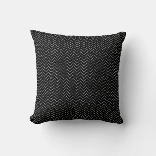 Svart och Silver Glitter Chevron Mönster Kudde