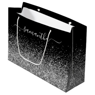 Svart och silver glitter elegant namn
