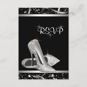 Svart och silver glitter högklackad sko RSVP OSA Kort