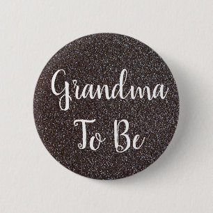 Svart och Silver Glitter mormor att knacka på Knapp