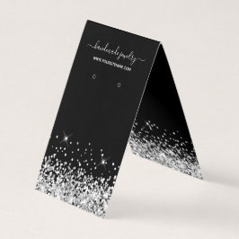 Svart och silver glitter signatur örhänge display kort