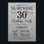 Svart och Silver Glitter Surprise 30års födelsedag Inbjudningar<br><div class="desc">Svart och Silver Glitter överraskande inbjudan till 30års födelsedag. Bakgrund silver Glitter. Vuxen Birthday. Manar eller Women Bday Inbjudan. Vilken ålder som helst. Om du vill göra ytterligare anpassningar klickar du på knappen "Anpassa" och användor verktyg som är utformat för att ändra mallen.</div>