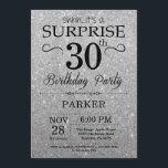 Svart och Silver Glitter Surprise 30års födelsedag Inbjudningar<br><div class="desc">Svart och Silver Glitter överraskande inbjudan till 30års födelsedag. Bakgrund silver Glitter. Vuxen Birthday. Manar eller Women Bday Inbjudan. Vilken ålder som helst. Om du vill göra ytterligare anpassningar klickar du på knappen "Anpassa" och användor verktyg som är utformat för att ändra mallen.</div>