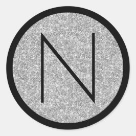 Svart och silver glittermonogram runt klistermärke