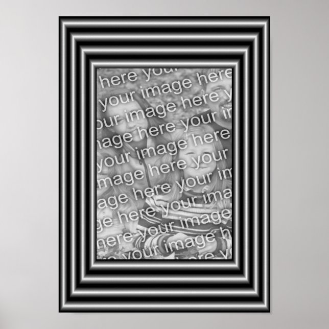 Svart och Silver Gräns Ram Lägg till foto Poster (Framsidan)