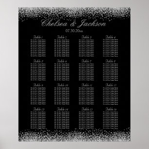 Svart och Silver Grått - 16 Sittplatsdiagram Poster