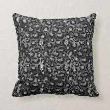 Svart och Silver Grått Leopard Skriv ut