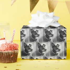 Svart och Silver Hund-skiss Presentpapper