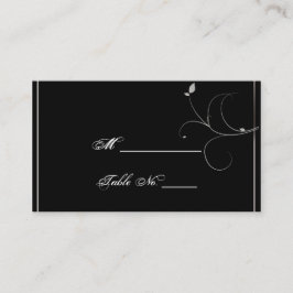 Svart och Silver Lämnar täckmantel för bröllop Placeringskort
