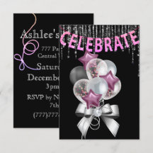 Svart och Silver lila med Balloons flicka Party