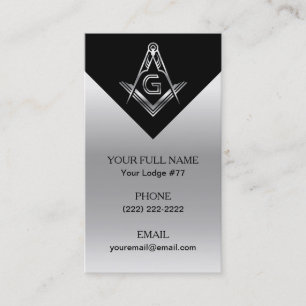 Svart och Silver Masonic Business Card-mall Visitkort