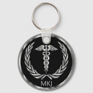 Svart och Silver Medical - Monogram Nyckelring