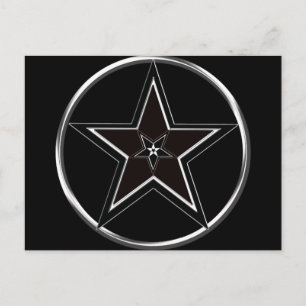 Svart och Silver Pentacle med inverterad pentagram Vykort