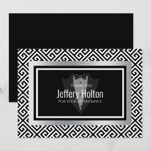 Svart och silver Sjungkarlens fest Tacksamhetskort Tack Kort