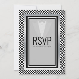 Svart och silver smoking möhippa anpassad meddelande