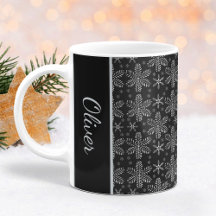 Svart och Silver Snöflingor jul Mugg