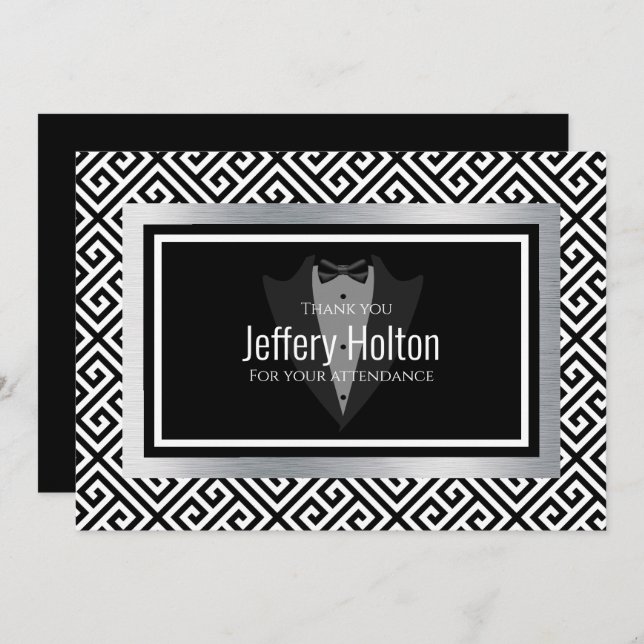 Svart och silver Svärmning Tacksamhetskort Tack Kort (Fram/baksida)