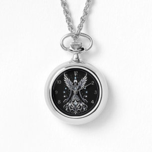 Svart och Silver Tattoo Angel Armbandsur