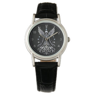 Svart och Silver Tattoo Angel Armbandsur